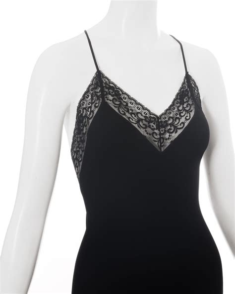 dolce and gabbana black rayon figure hugging evening dress with lace c 1990s for sale at 1stdibs