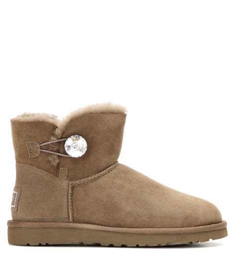 lyst ugg mini bailey button suede boots in brown
