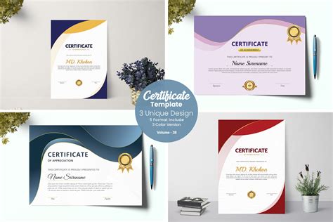 Modern Abstract Certificate Template Illustrator Templates ~ Creative