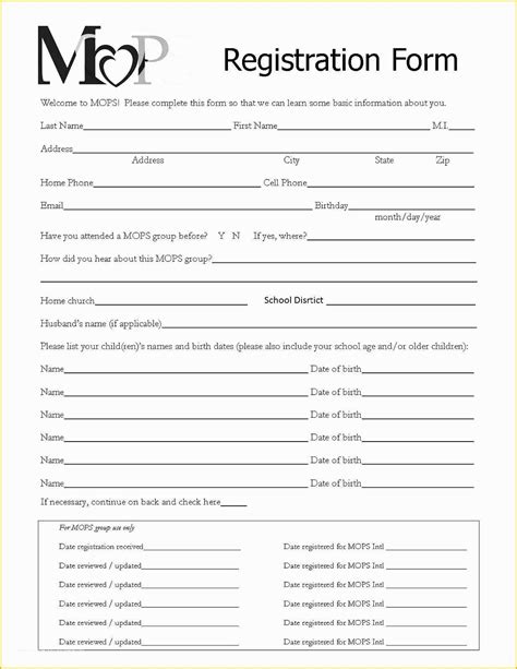 Class Registration Form Template Free Of Registration Forms Template