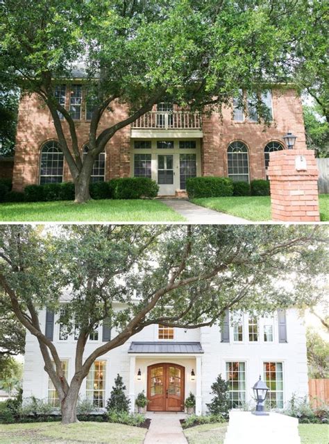 A hodgepodge of brick and crumbling concrete gave this ranch a dated appearance that buried its potential. Before and After Home Exterior Design Renovation - Before ...
