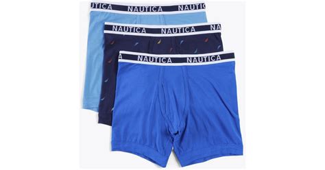 Nautica Stretch Cotton Boxer Briefs 3 Pack In Blue For Men Lyst