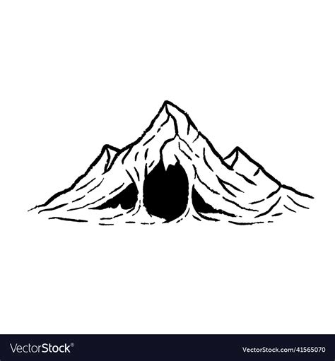 Cave In Mountain With Stalactites Royalty Free Vector Image