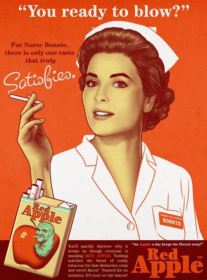 red apple nurse bonnie satisfies cigarettes mad men art vintage ad art collection