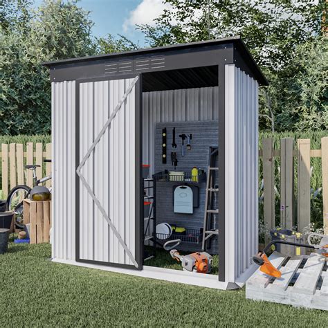 Buy Ouyessir 5 X 3 Ft Outdoor Storage Shed Galvanized Metal Garden