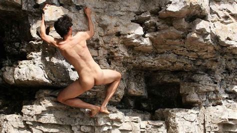 Rearview Naked Rock Climbing Gallery Of Men