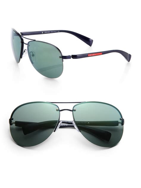 Prada Oversized Aviator Sunglasses In Blue For Men Lyst