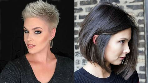 Medium shaggy ones give you disheveled look, and the short ones are sassy and sexy. Gray hair color 2019 spiky pixie haircut & Short bob hair ...