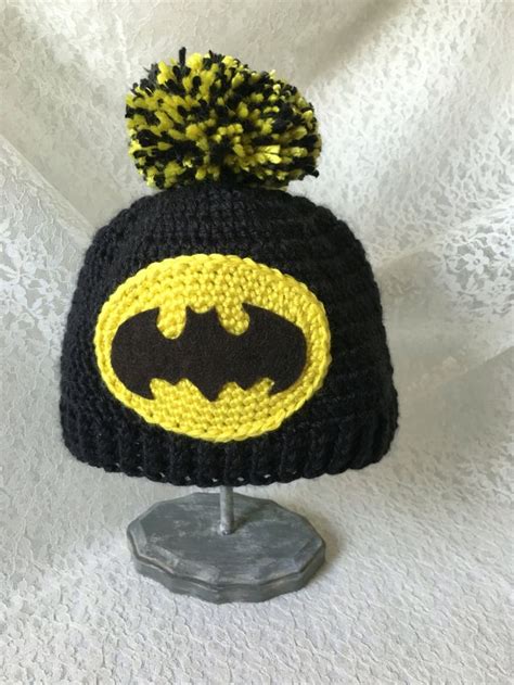 Crochet Hat Beanie Baby Batman Photo Prop By