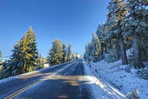 Snowy Winter Road Stock Image Image Of Environment Lake 66030467