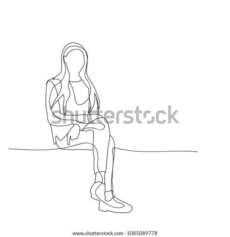 Isolated Sketch Girl Sitting Alone Stock Vector Royalty Free 1085089778