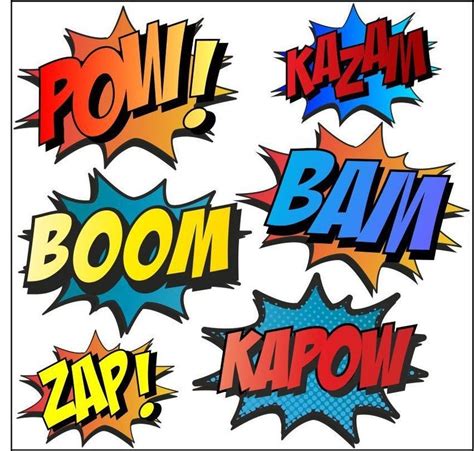 Superhero Comic Words Retro Kapow Boom Zap Bam Colour Wall Art Etsy