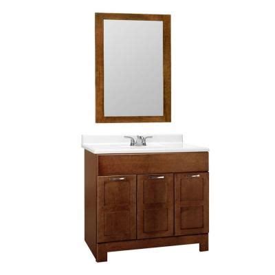 The shaker frame and recessed beadboard center panel is all cottage charisma. Casual 36 in. W x 21 in. D Vanity Cabinet with Mirror in Cognac-CM36-COG at The Home Depot (With ...