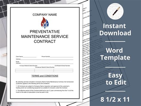 hvac preventative maintenance contract template service contract etsy ireland