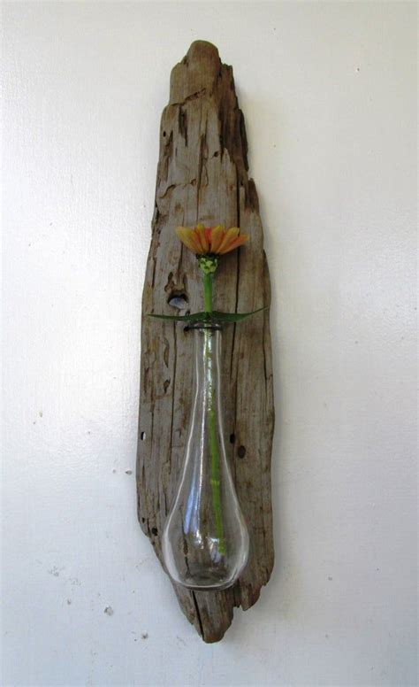 Driftwood Reclaimed Wood Vase Rustic Home Decor Glass Vase Etsy