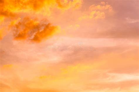 Sunset Sky Clouds Trees Orange Colorful Abstract Background With Fiery