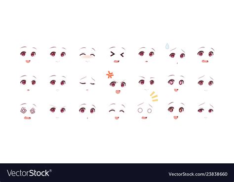 Emotions Red Eyes Anime And Manga Girls Royalty Free Vector