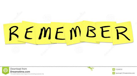 Remember Word On Yellow Sticky Notes Stock Illustration