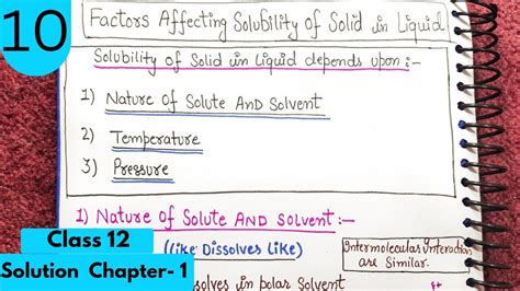 Factors Affecting Solubility Of Solid In A Liquid Solution Chapters 1