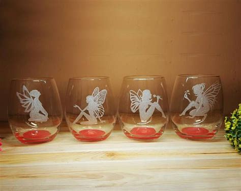 4 fairy stemless wine glasses fairy glasses fantasy wine with images stemless wine glasses