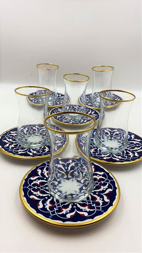Turkish For 6 Tea Glass Set Clear Glass Turkish Tea Glass Etsy