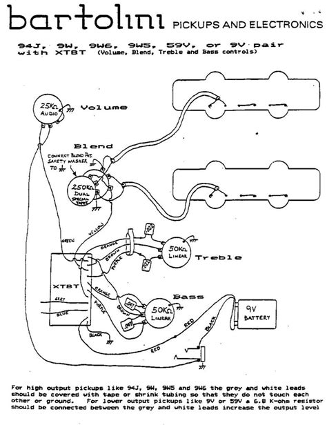 wiring diagrams bartolini pickups and electronics