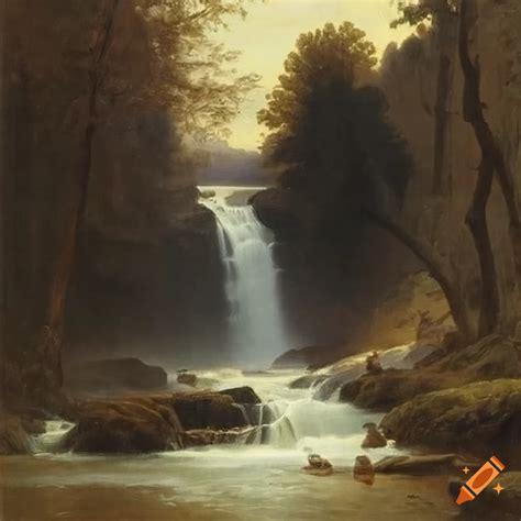 Cascading Falls Painting By Albert Bierstadt