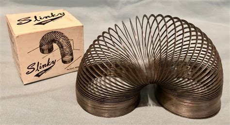 Vintage Metal Slinky Toy In Original Box James Industries