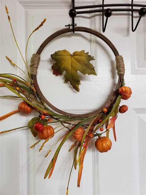 Fall Embroidery Hoop Wreath Wreaths Embroidery Hoop Hoop Wreath