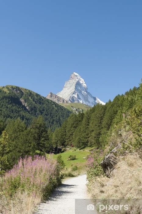 Fototapete Zermatt Wanderweg Wanderparadies Zmutt Matterhorn
