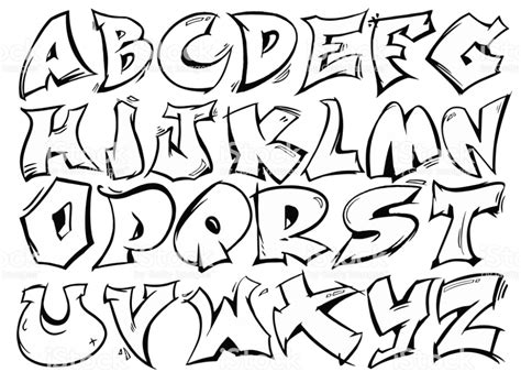 English Alphabet Vector From A To Z In Graffiti Black And White Style