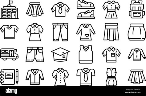 School Uniform Icons Set Outline Set Of School Uniform Vector Icons