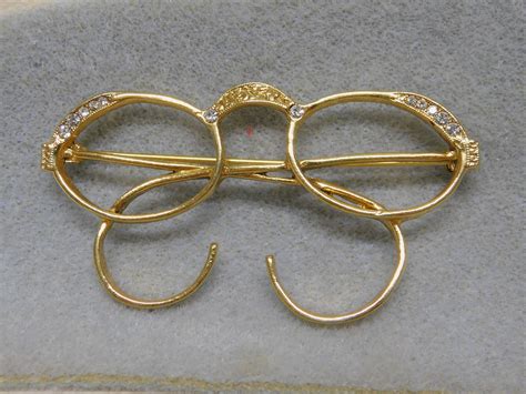 Vintage Rhinestone Trimmed Eye Glass Pin Brooch Etsy