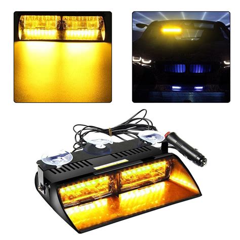 Car Windshield LED Strobe Lights Flashing Dash Emergency Lamp Amber