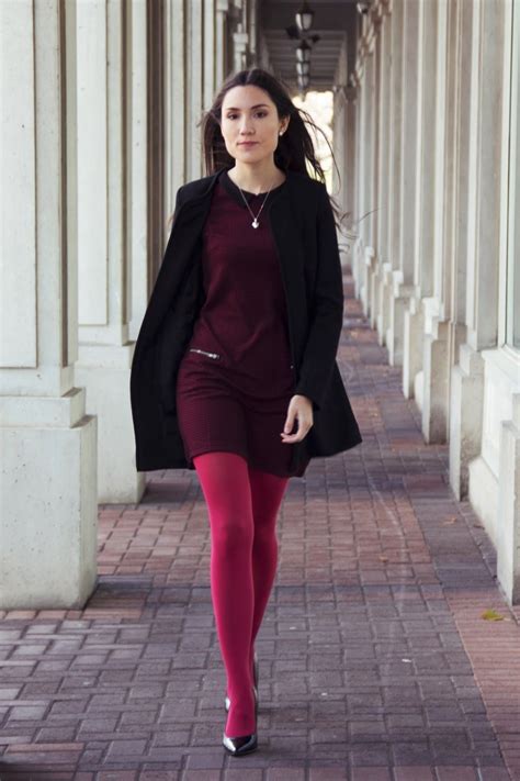 Pink Coloured Tights Carolina Pinglo Colored Tights Outfit Fashion