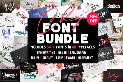 Font Bundle Includes 54 Fonts In 40 Typefaces 155054 Calligraphy