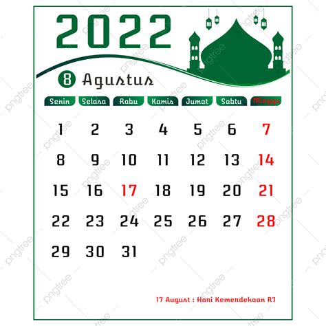 Gambar Kalender Dinding Islam Agustus 2022 Agustus 2022 Kalender Png
