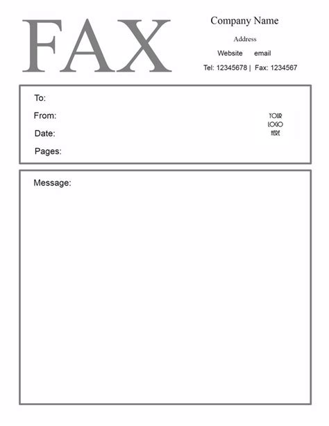 fax cover sheet template printable blank basic personal