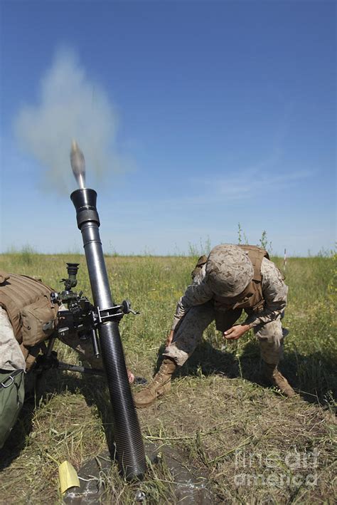 Us Marines Fire An M252 81mm Mortar Photograph By Stocktrek Images