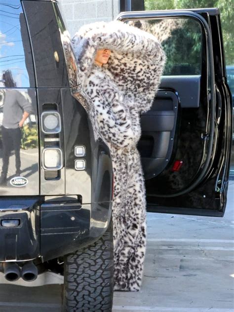 Bianca Censori Completely Covers Face And Body In Crazy Fur Outfit In La With Kanye West As