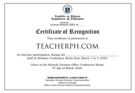 Deped Standard Format And Templates For Certificates Teacherph