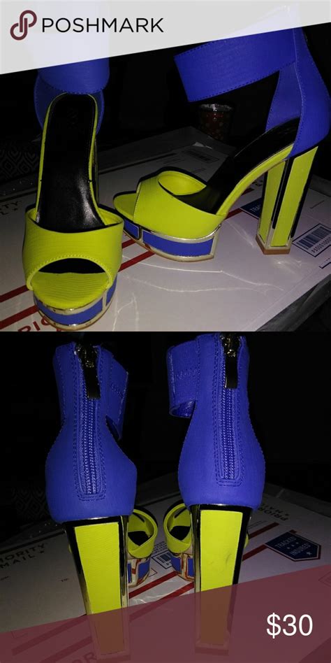 Neon Yellow High Heels With Ankle Strap