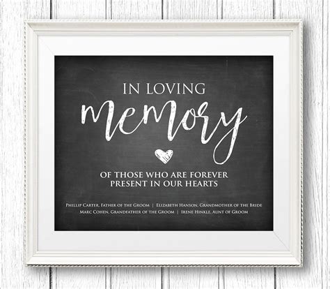 In Loving Memory Wedding Sign Instant Download Personalize Names