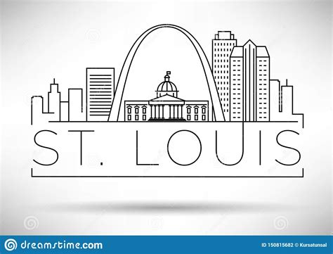 Minimal St Louis Linear City Skyline With Typographic Design Stock