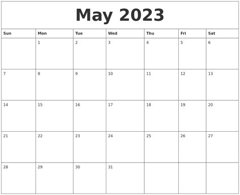 May 2023 Free Calendars To Print