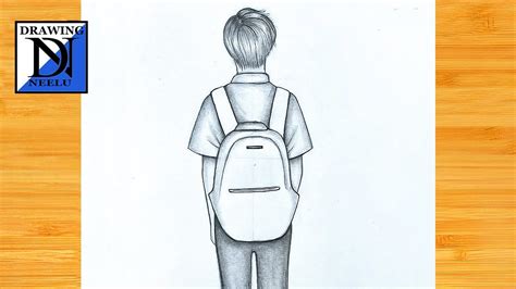 How To Draw A Boy Backside With Bag Very Easy Tutorial Drawing