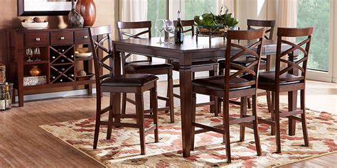 Riverdale 5 Pc Dark Cherry Wood Dining Room Set With Counter Height