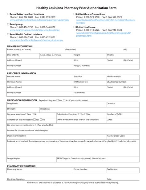 Free Louisiana Medicaid Prior Rx Authorization Form Pdf Eforms