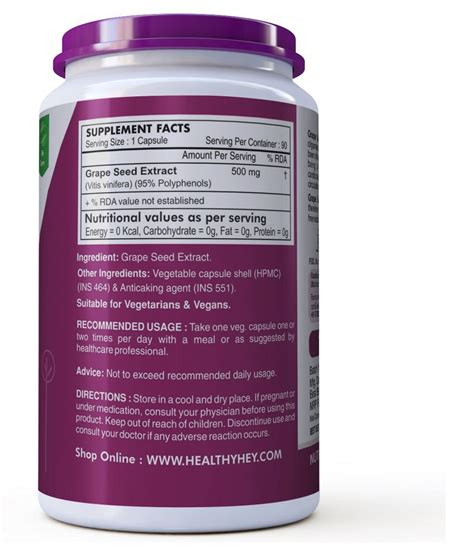 Healthyhey Nutrition Grape Seed Extract Strength 90 Veg Caps 90 Gm Buy
