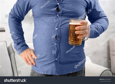 Man Big Belly Holding Glass Beer Stock Photo 620328632 Shutterstock